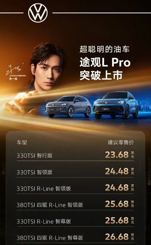 号称最聪明的油车 途观L Pro上市 售价23.68万元-26.68万元