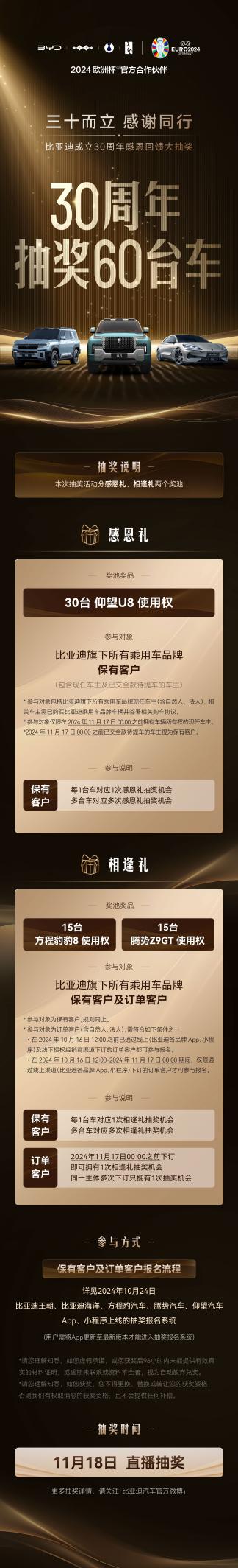 现在下订比亚迪海洋网的车就能抽U8使用权